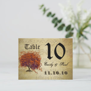 Carte de numéro de table en forme de feuille de cœ