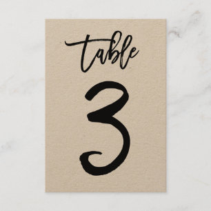 Carte de numéro de table en kraft avec lettrage à 