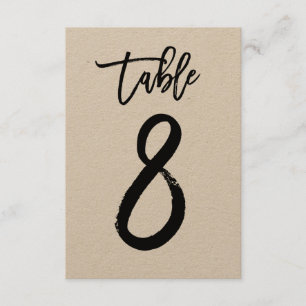 Carte de numéro de table en kraft avec lettrage ch