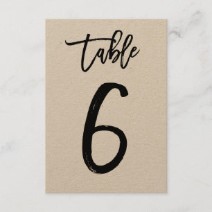 Carte de numéro de table en kraft avec lettrage ch