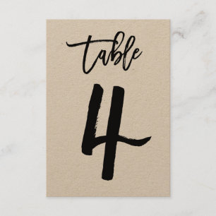 Carte de numéro de table en kraft avec lettrage ma