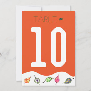 Carte de numéro de table Feuille en chute