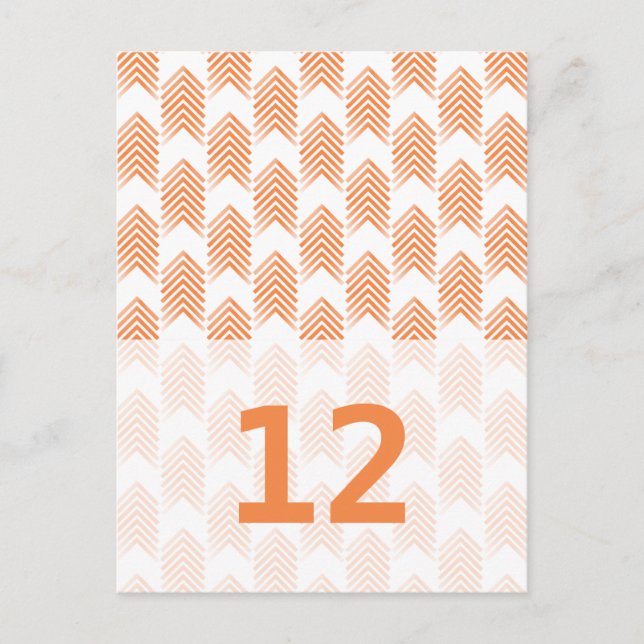 Carte de numéro de table fléchée Tribale Orange (Devant)