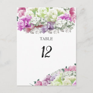 Carte de numéro de table florale à bouquet mixte