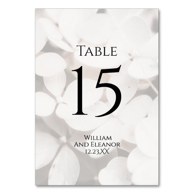 Carte de numéro de table florale blanche minimalis (Par défaut)