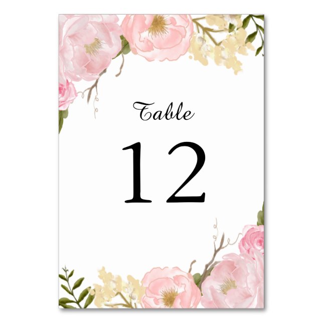 Carte de numéro de table florale botanique blanc r (Par défaut)