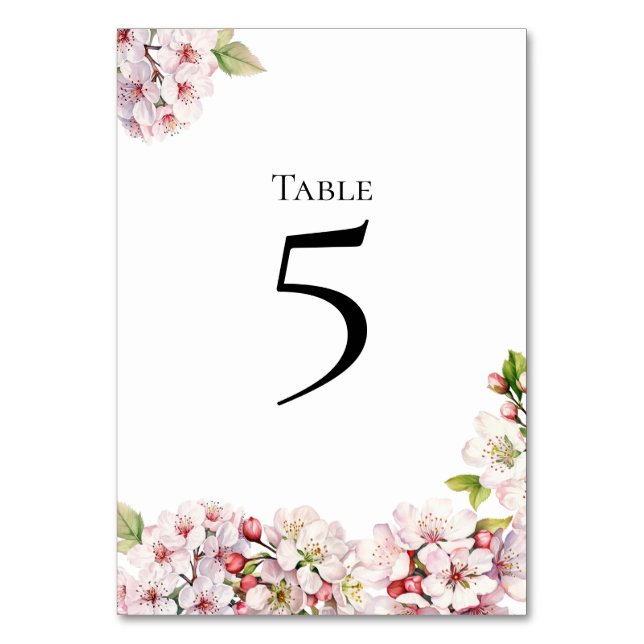 Carte de numéro de table florale de cerisier en fl (Par défaut)