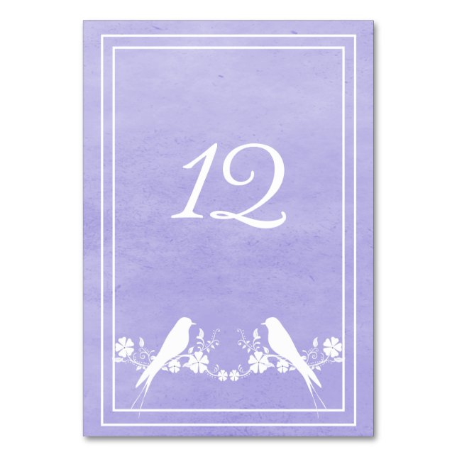 Carte de numéro de table florale de lovebird pourp (Par défaut)