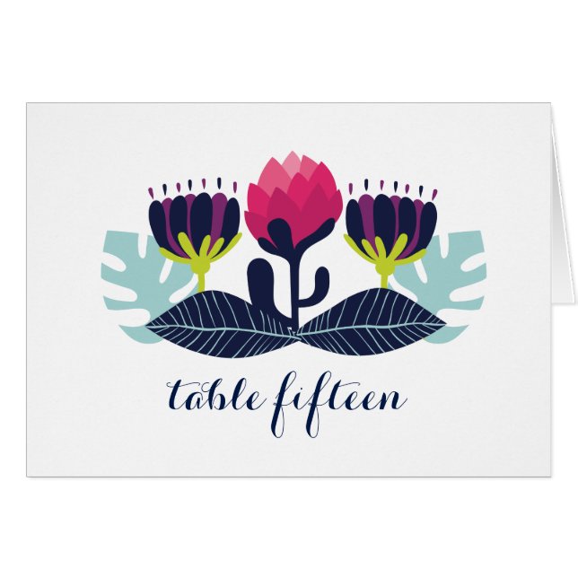 Carte de numéro de table florale funky (Devant horizontal)