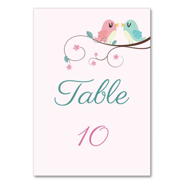 carte de numéro de table florale oiseaux de l'amou (Par défaut)