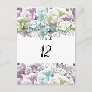 Carte de numéro de table florale pastel Bouquet