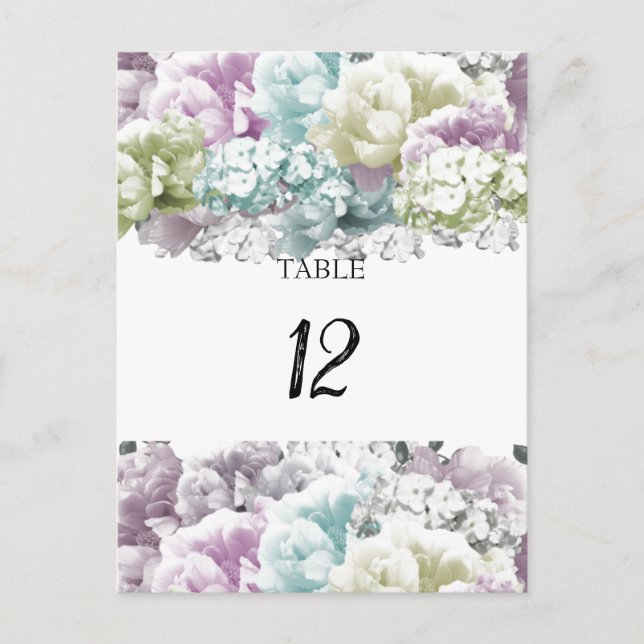 Carte de numéro de table florale pastel Bouquet (Devant)