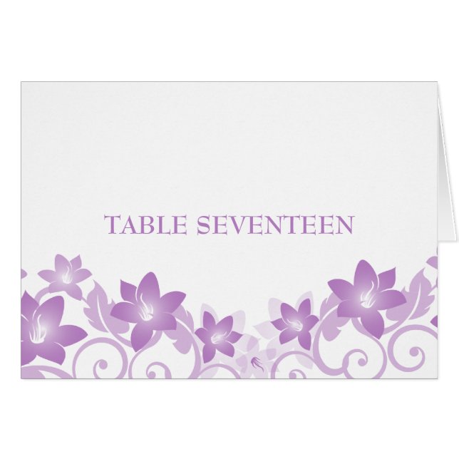 Carte de numéro de table florale simple violet (Devant horizontal)