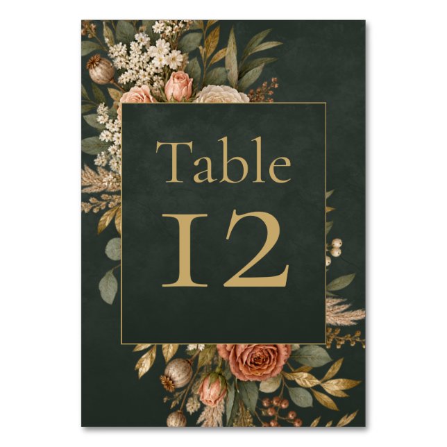 Carte de numéro de table florale verte de sorcière (Par défaut)