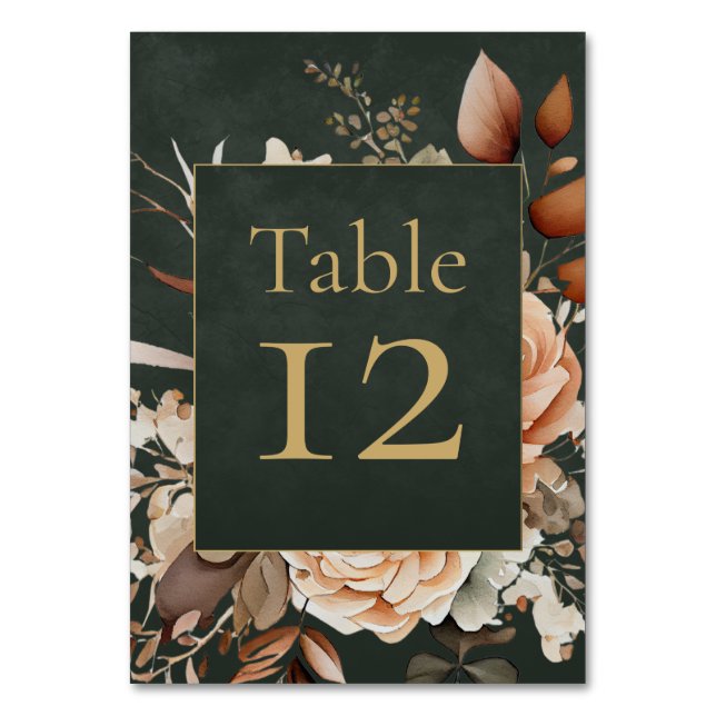 Carte de numéro de table florale verte de sorcière (Par défaut)