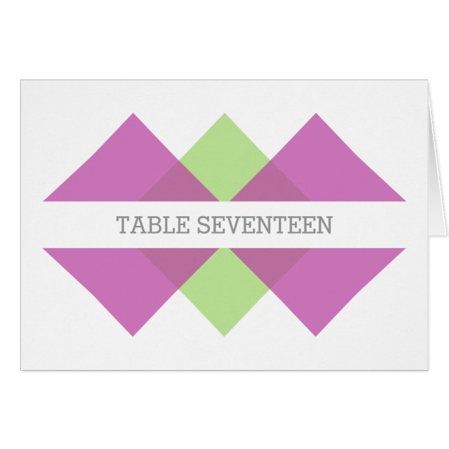 Carte de numéro de table Fuchsia Green Geometry Tr (Devant horizontal)