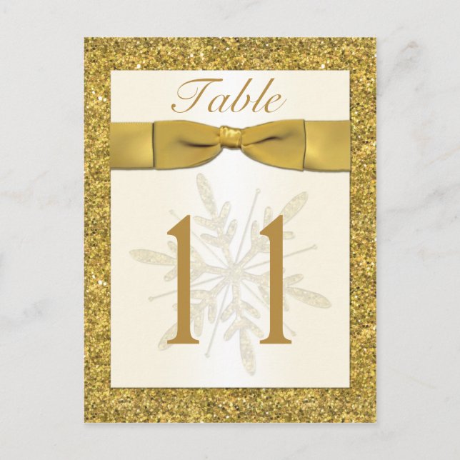 Carte de numéro de table Gold FAUX Parties scintil (Devant)