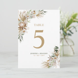 Carte de numéro de table Gold & Green Boho Wedding