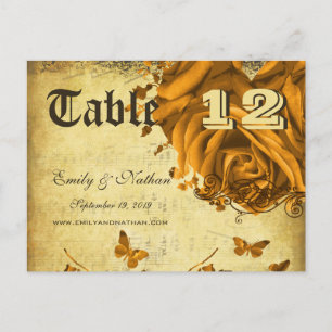 Carte de numéro de table Gold Heart Roses