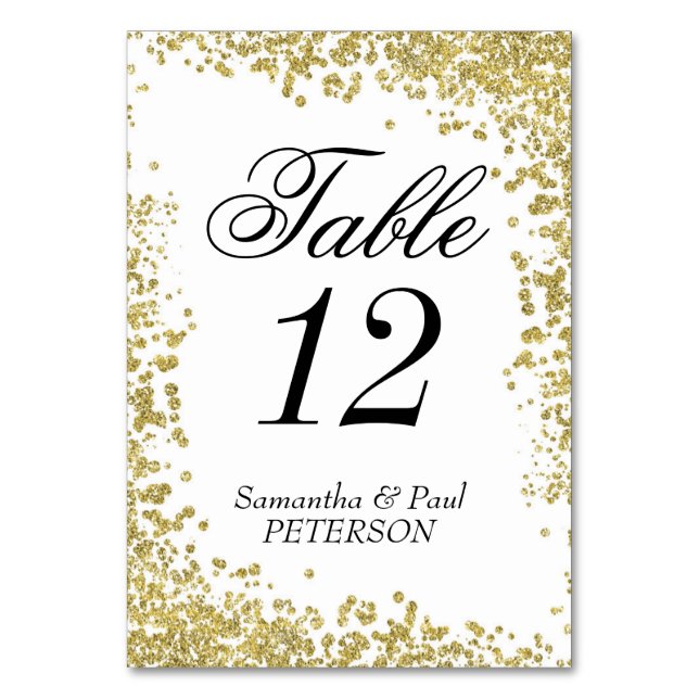 Carte de numéro de table Gold Parties scintillant, (Par défaut)