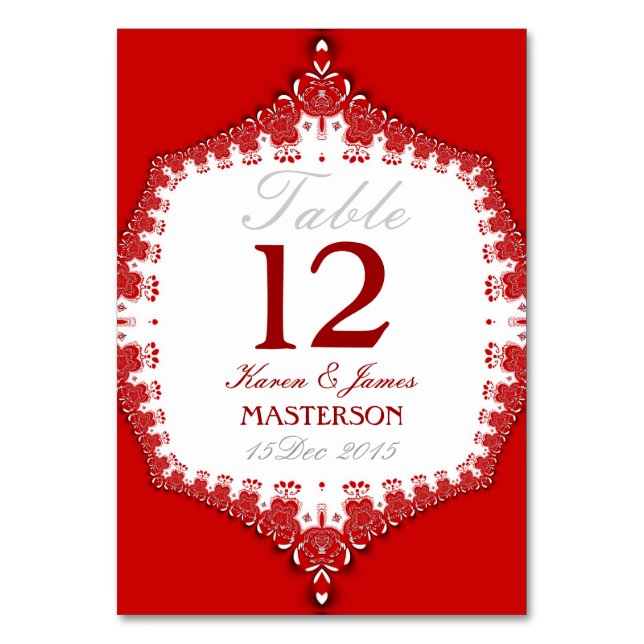 Carte de numéro de table Grand Red+White Lace Mari (Par défaut)