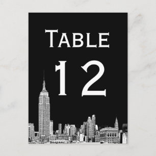 Carte de numéro de table gravée NYC Skyline 01