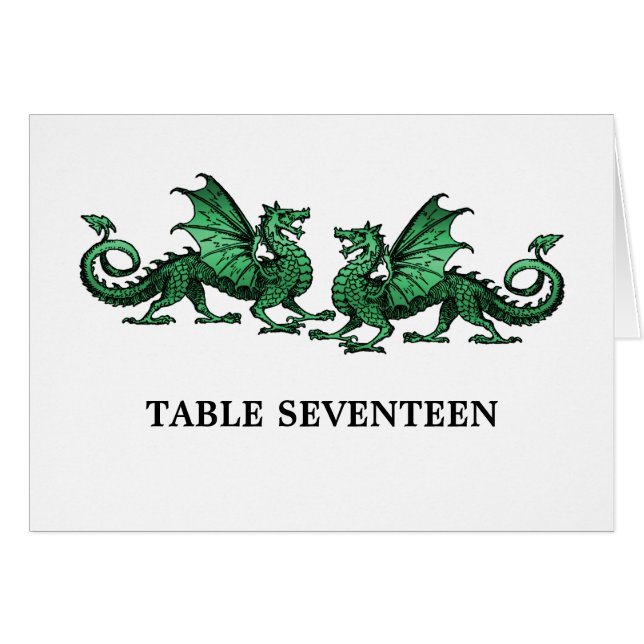 Carte de numéro de table Green Elegant Dragons (Devant horizontal)