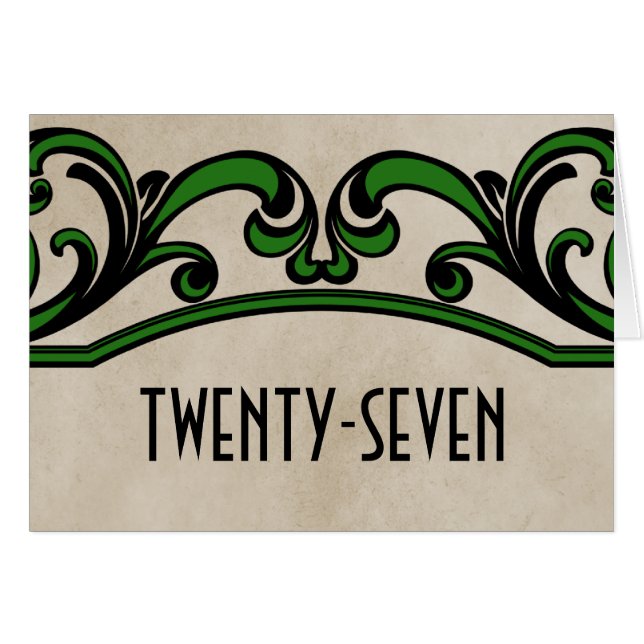 Carte de numéro de table Green Gothic Swirls (Devant horizontal)