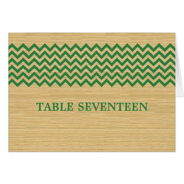 Carte de numéro de table Green Rustic Chevron (Devant horizontal)