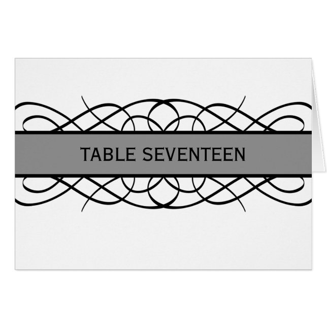 Carte de numéro de table Grey Déco Flourdissante (Devant horizontal)