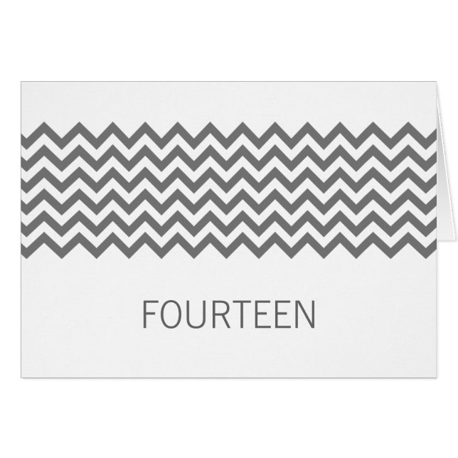 Carte de numéro de table Grey Simple Chevron (Devant horizontal)