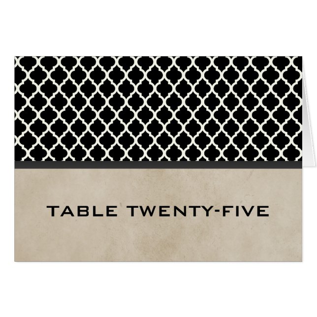 Carte de numéro de table gris chic Quatrefoil (Devant horizontal)