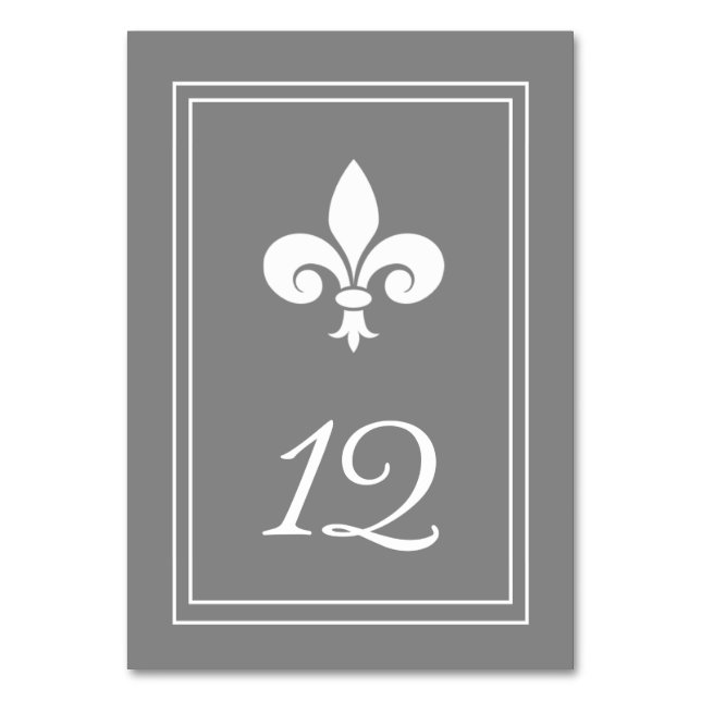 Carte de numéro de table Gris Fleur de Lis (Par défaut)