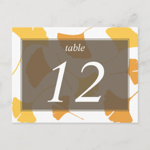 Carte de numéro de table grise feuille de ginkgo e