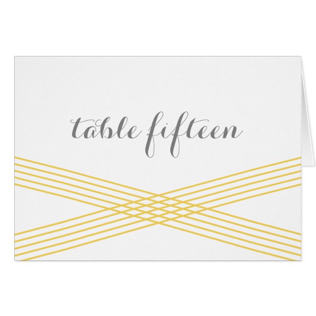 Carte de numéro de table Jaune moderne (Devant horizontal)