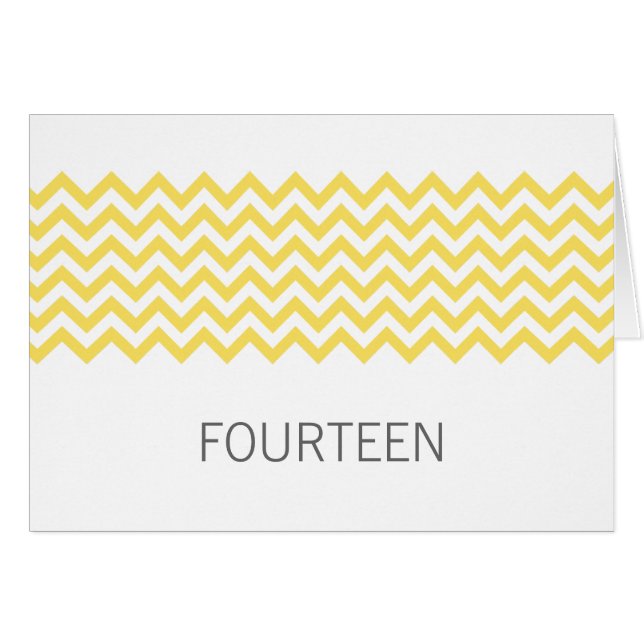 Carte de numéro de table jaune simple Chevron (Devant horizontal)
