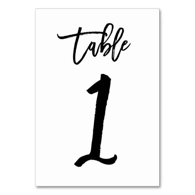 Carte de numéro de table lettres main chic | Table (Par défaut)