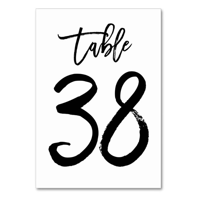 Carte de numéro de table lettres main chic | Table (Par défaut)