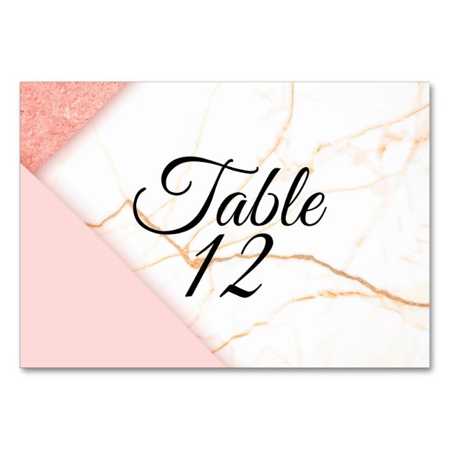 Carte de numéro de table | Marbre moderne (Devant)