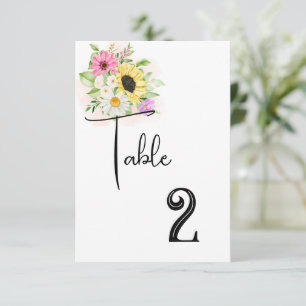 Carte de numéro de table mariage