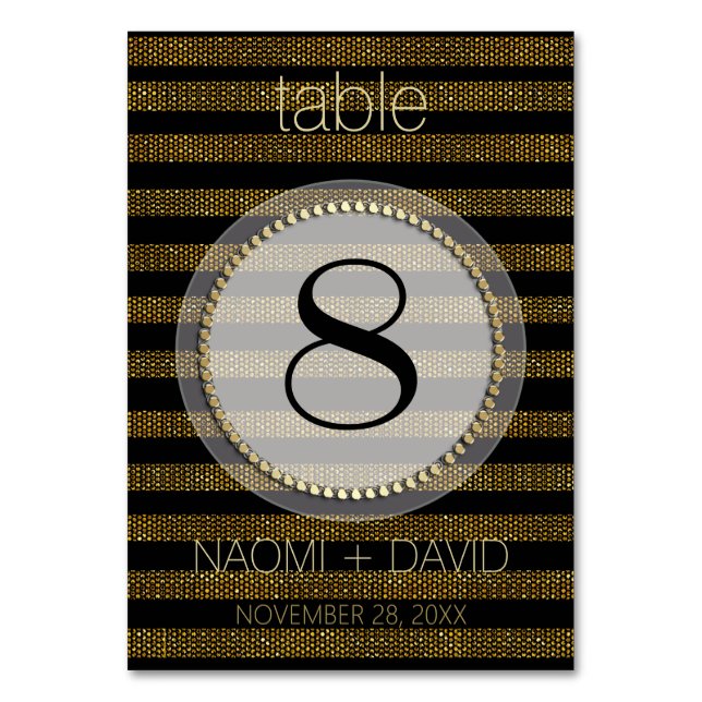 Carte de numéro de table Mariage Black Gold Glam S (Par défaut)