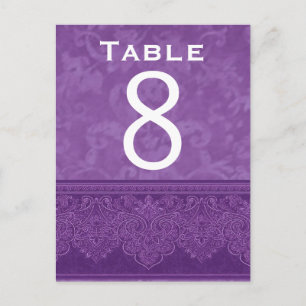 Carte de numéro de table Mariage damassé blanc vio