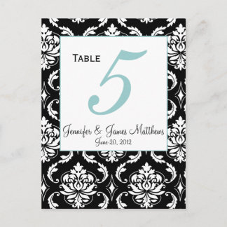 Carte de numéro de table Mariage damassé élégant