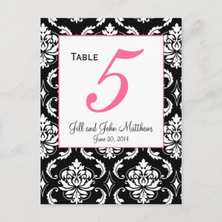 Carte de numéro de table Mariage damassé élégant