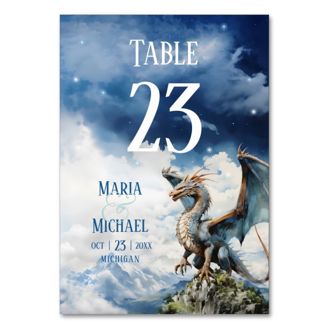 Carte de numéro de table Mariage de Dragon celtiqu (Par défaut)