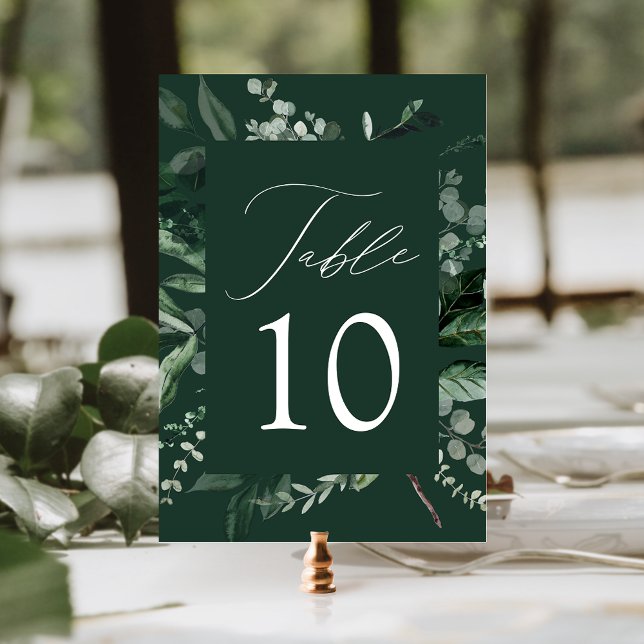 Carte de numéro de table Mariage de verdure abonda (Créateur téléchargé)