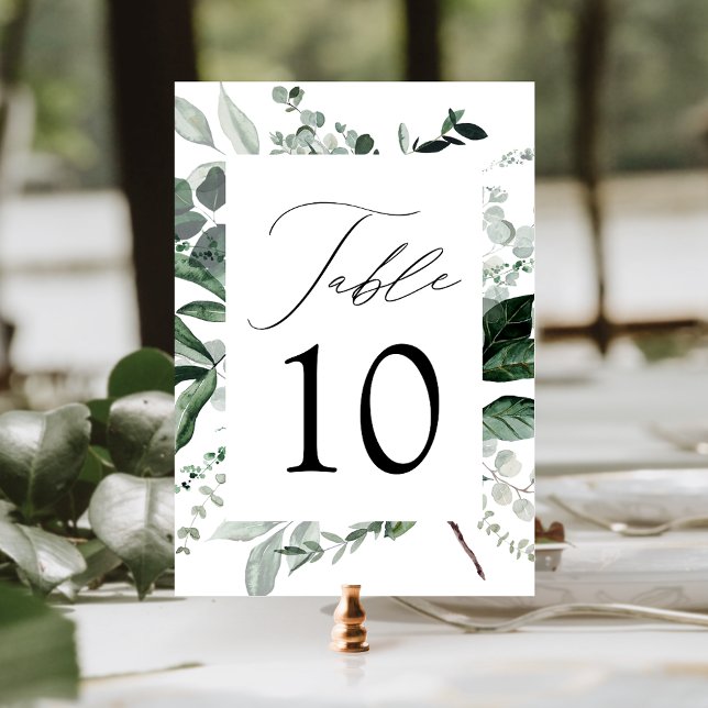 Carte de numéro de table Mariage de verdure abonda (Créateur téléchargé)