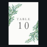 Carte de numéro de table Mariage de verdure simple<br><div class="desc">Une carte simple de numéro de table verte pour aider vos invités à trouver leur place. Le design se compose d'un agencement verdoyant simple de plantes et de feuilles verts. La couleur de la police affichée est gris foncé. Ceux-ci, ainsi que le style de police peuvent être customisés entièrement à...</div>