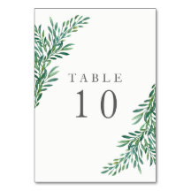 Carte de numéro de table Mariage de verdure simple