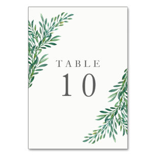 Carte de numéro de table Mariage de verdure simple